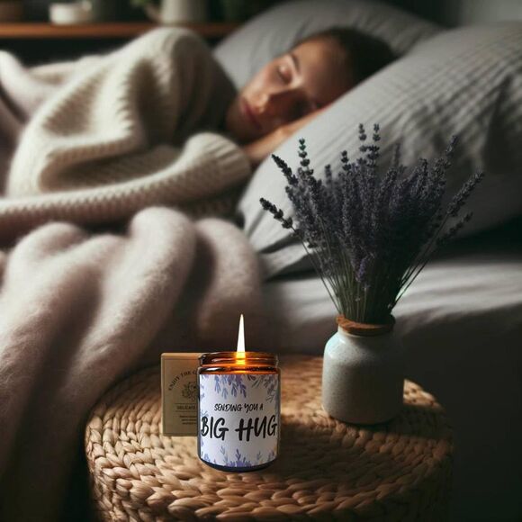 Lavender Candle 7oz Natural Soy Wax&100PCS DIY Letter Beads Mother's Day Gift - Picture 6 of 9